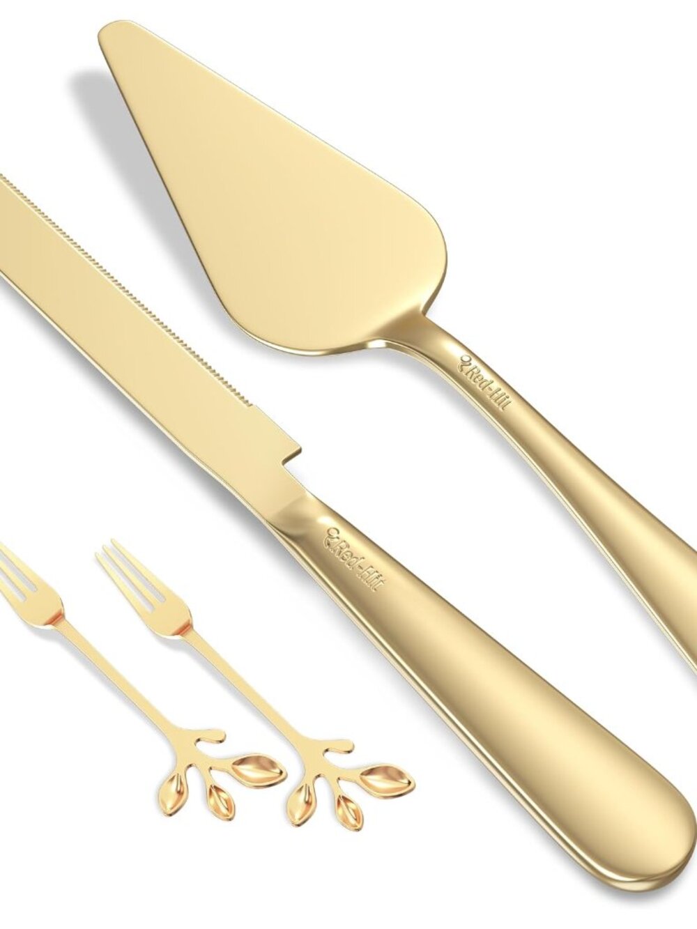 Wedding Cake Cutting Set, Elegant Gold Cake Cutter and Cake Server with Bonus Fo
